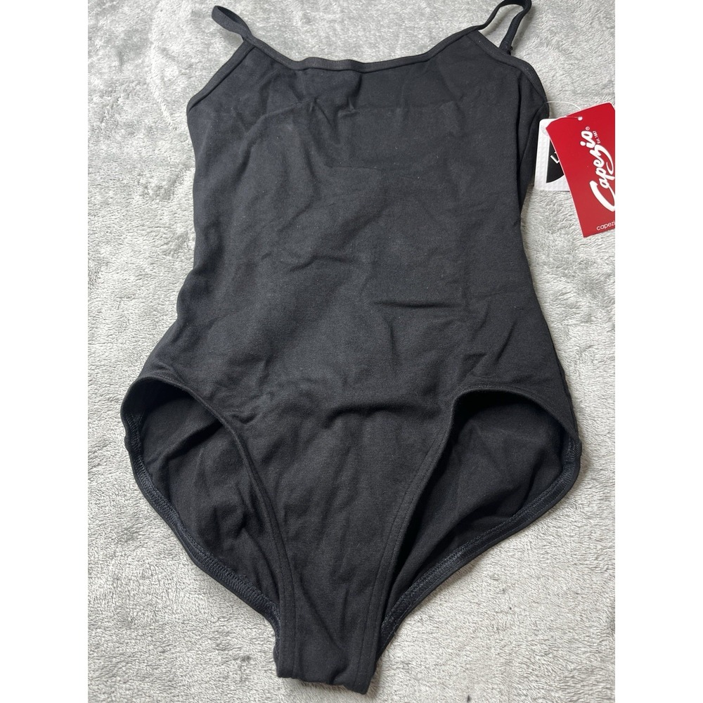 Capezio Kids Black Cami Leotard Adjustable Straps Cotton Lycra CC100C Large New